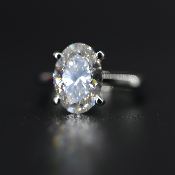 3 Carat Oval Lab Grown Diamond Solitaire Ring - Picture 5 of 14